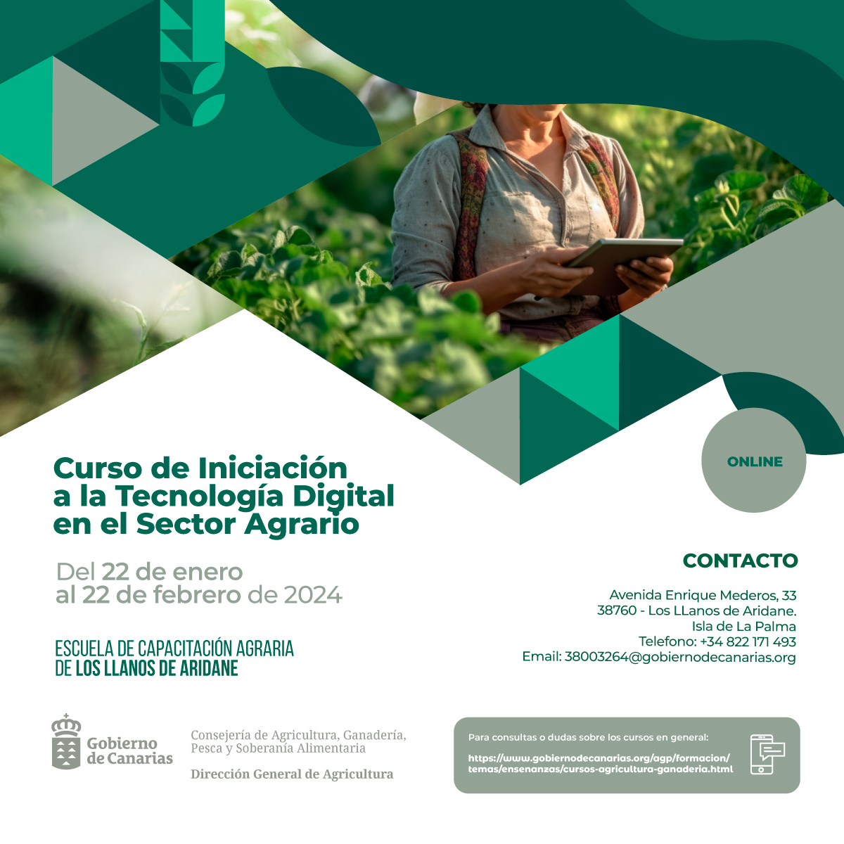 La ECA de Los Llanos de Aridane imparte un curso de tecnología digital en el sector agrario del 22 de enero al 22 de febrero